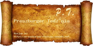 Preszburger Teónia névjegykártya